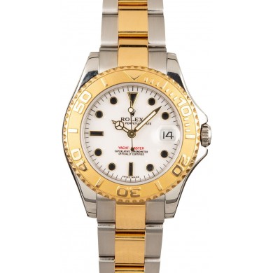 Fake AAAAA Mid-Size Rolex Yacht-Master 168623 White Dial JW0390