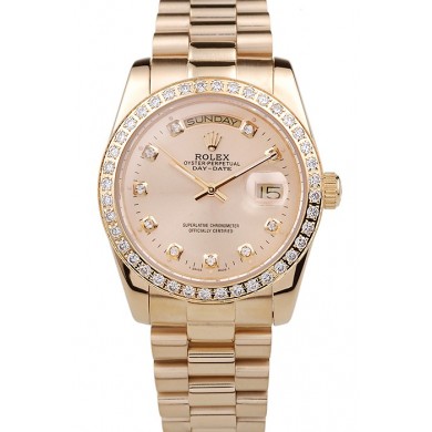 Rolex Day-Date 18k Yellow Gold Plated Stainless Steel Gold Dial