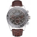 Replica AAAAA Rolex Cosmograph Daytona Stainless Steel Case Grey Racing Dial Leather Bracelet 622632