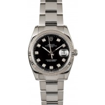 Knockoff High Quality Rolex Date 115234 Black Diamond Dial JW1681