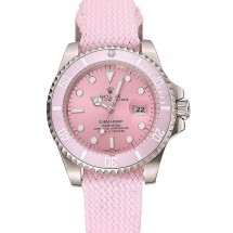 Quality Swiss Rolex Submariner Pink Dial Pink Bezel Pink Fabric Bracelet 1453981