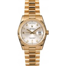 Rolex President 118238SDP Silver Diamond Dial JW2299