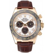 Replica Rolex Cosmograph Daytona Gold Case Black Subdials Brown Leather Bracelet 622634