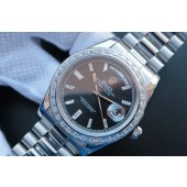 Rolex Day Date II Black Dial Diamonds Bezel Bracelet Rolex WJ00251